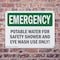 Signmission Potable Water For Safety Shower And Eye, 10 in W x Rectangle, Plastic OS-2PACK-EM-P-710-L-10407 - alternate 4